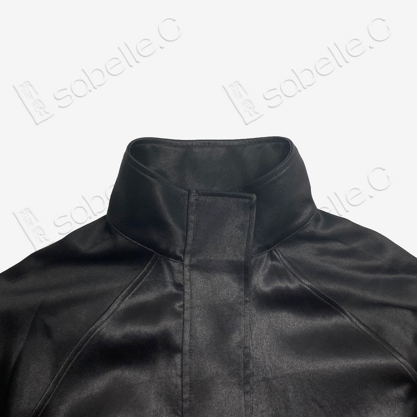 Gambiered Canton Silk Leather Belted Trench Coat