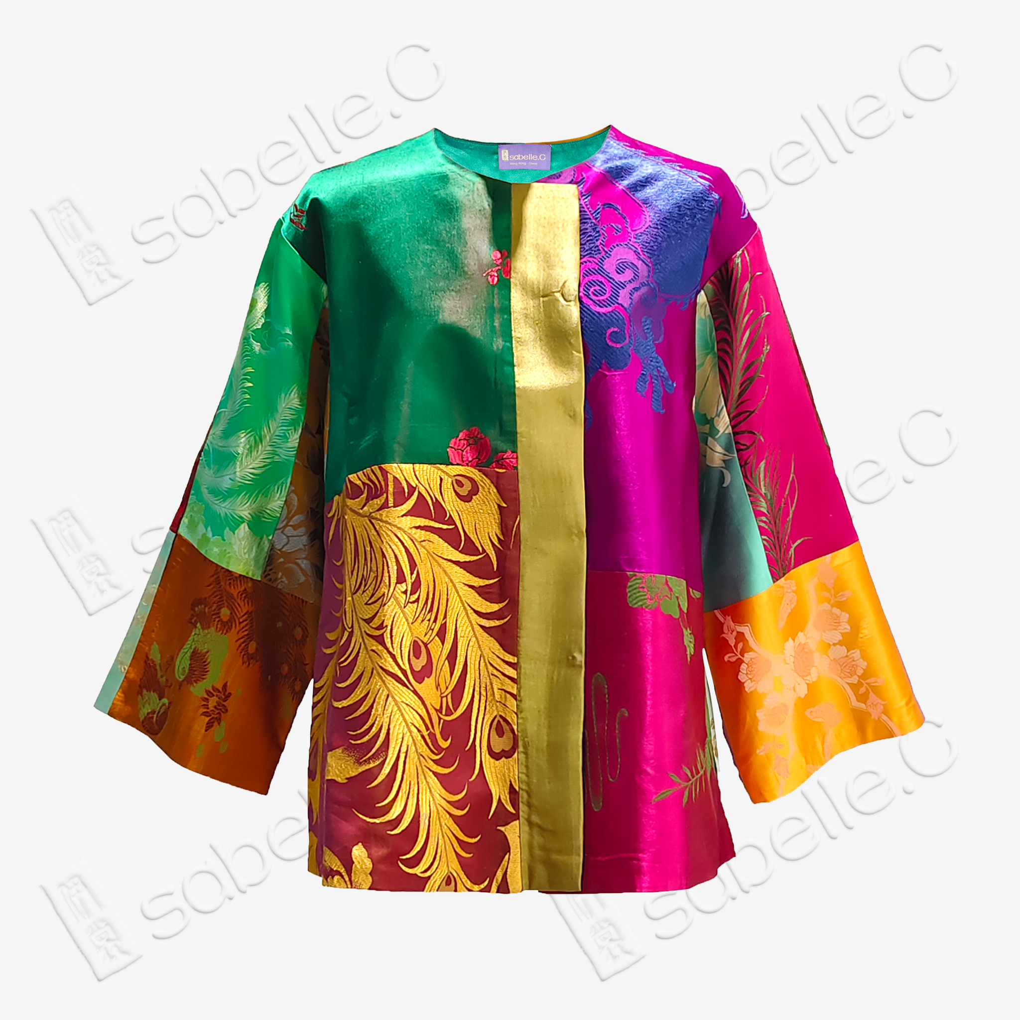 Vintage Silk Satin Paneled Jacket