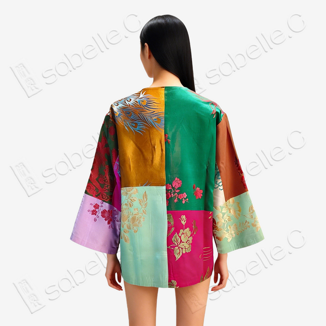 Vintage Silk Satin Paneled Jacket