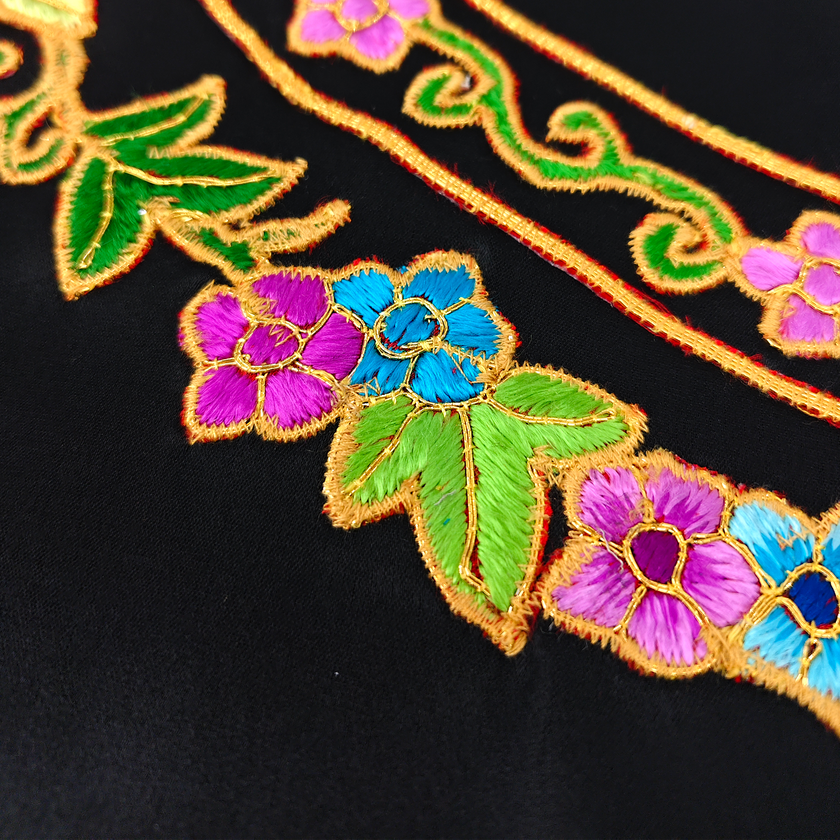 Embroidered Silk Satin Cape Jacket