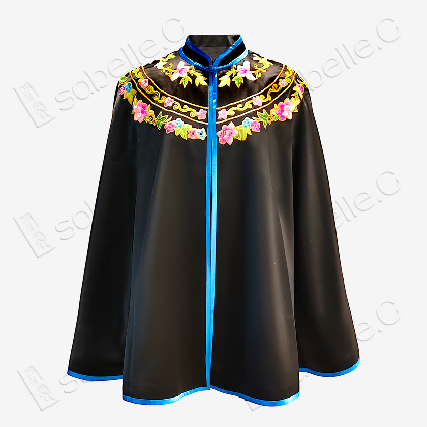 Embroidered Silk Satin Cape Jacket