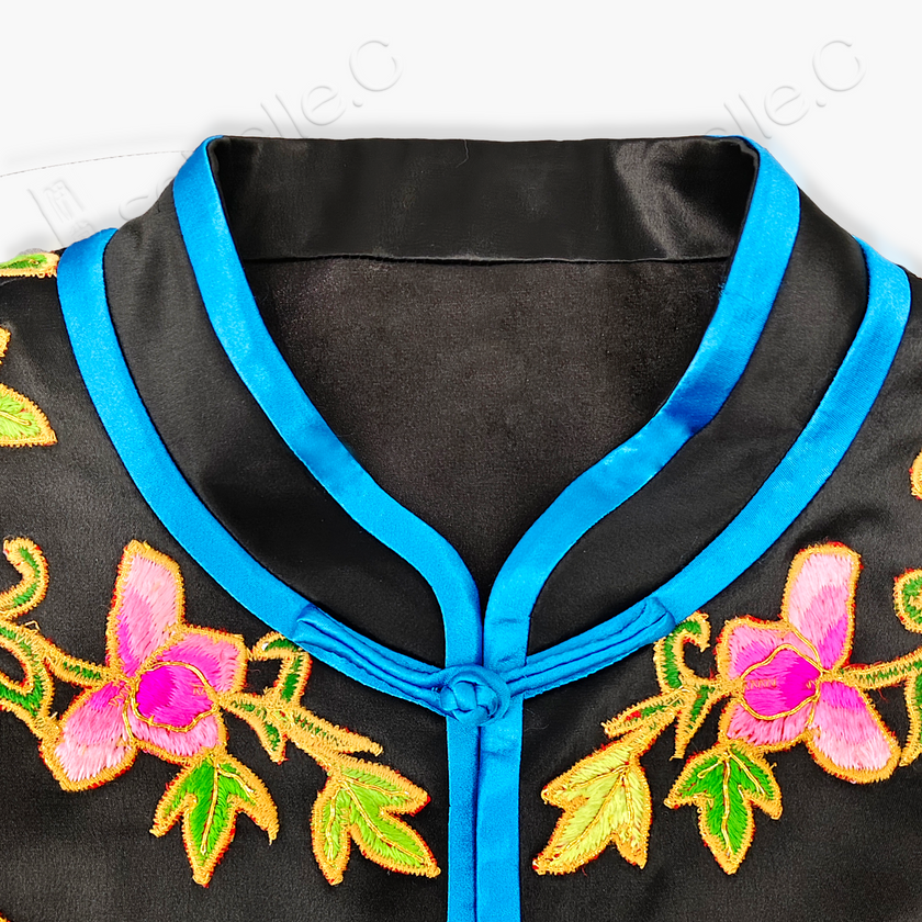 Embroidered Silk Satin Cape Jacket