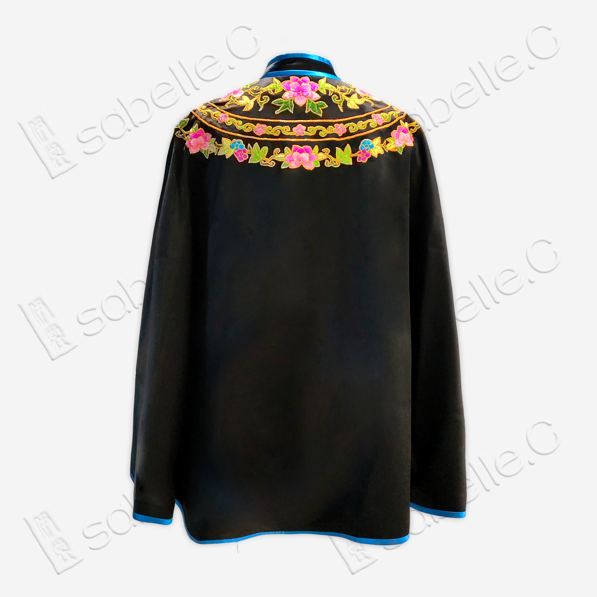 Embroidered Silk Satin Cape Jacket