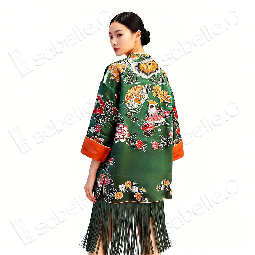 Premium Heavyweight Vintage Silk Jacket with Cuff Panel