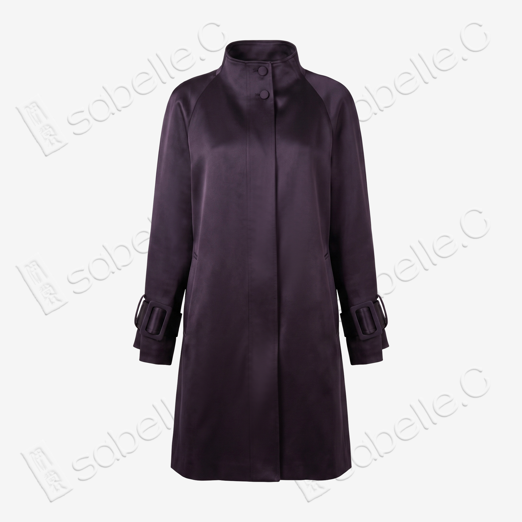 Gambiered Canton Silk Leather Belted Trench Coat - 皮子料香雲紗外套