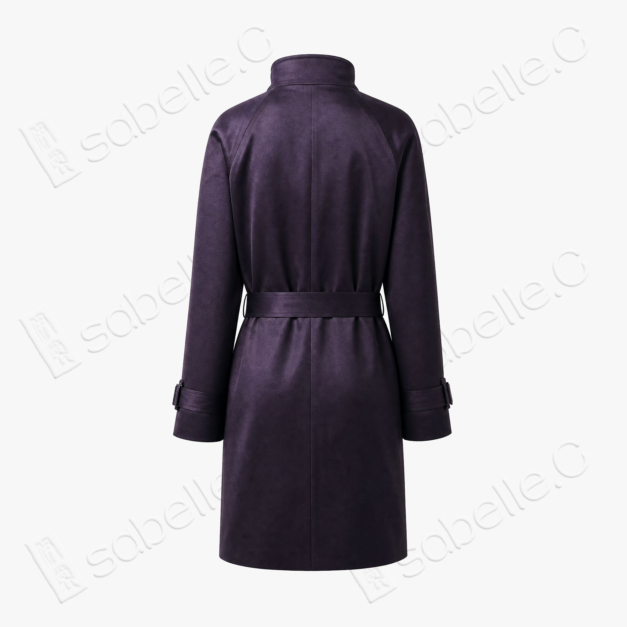 Gambiered Canton Silk Leather Belted Trench Coat - 皮子料香雲紗外套