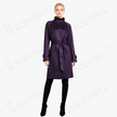 Gambiered Canton Silk Leather Belted Trench Coat - 皮子料香雲紗外套