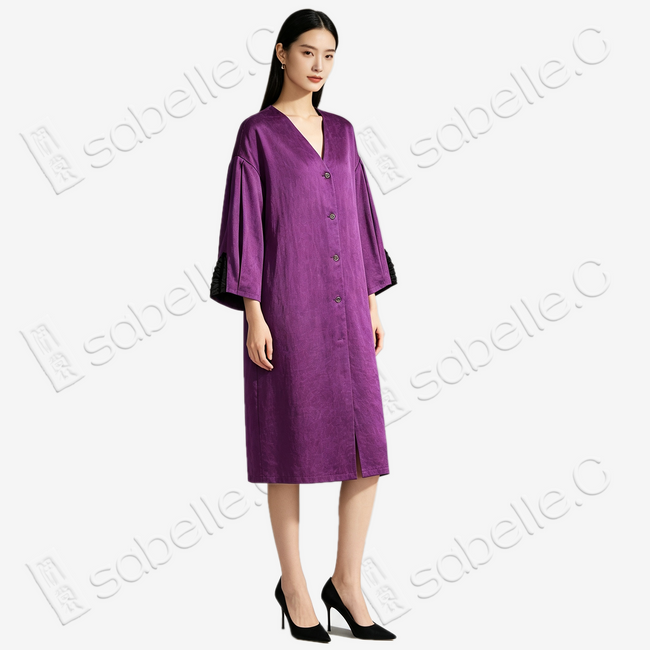 Crackle-Texture Gambiered Canton Silk Outerwear - 龜裂紋香雲紗外套
