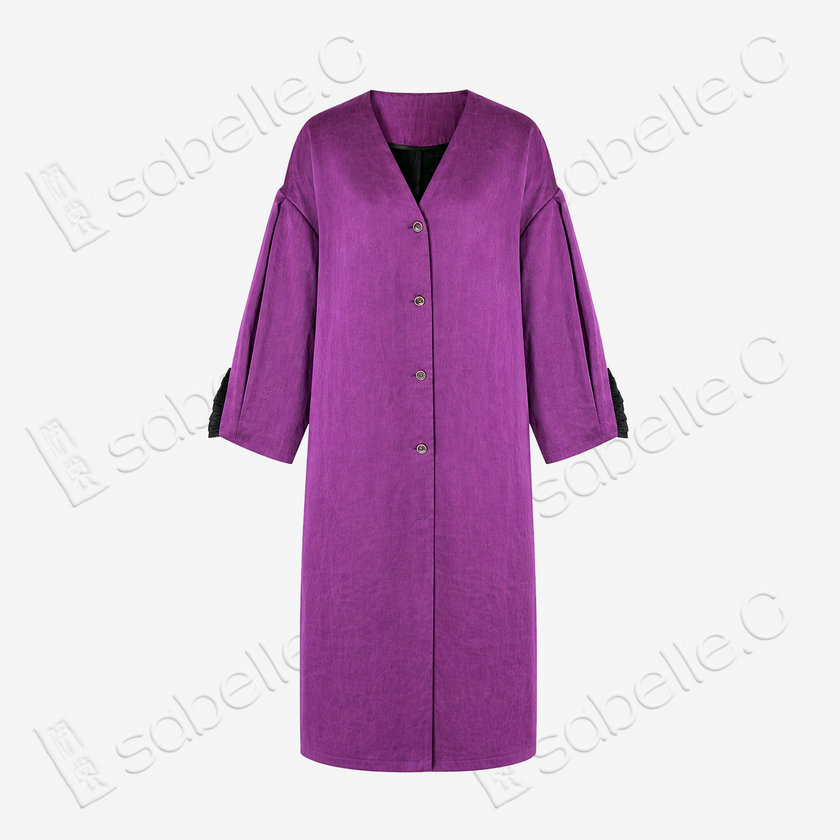 Crackle-Texture Gambiered Canton Silk Outerwear - 龜裂紋香雲紗外套