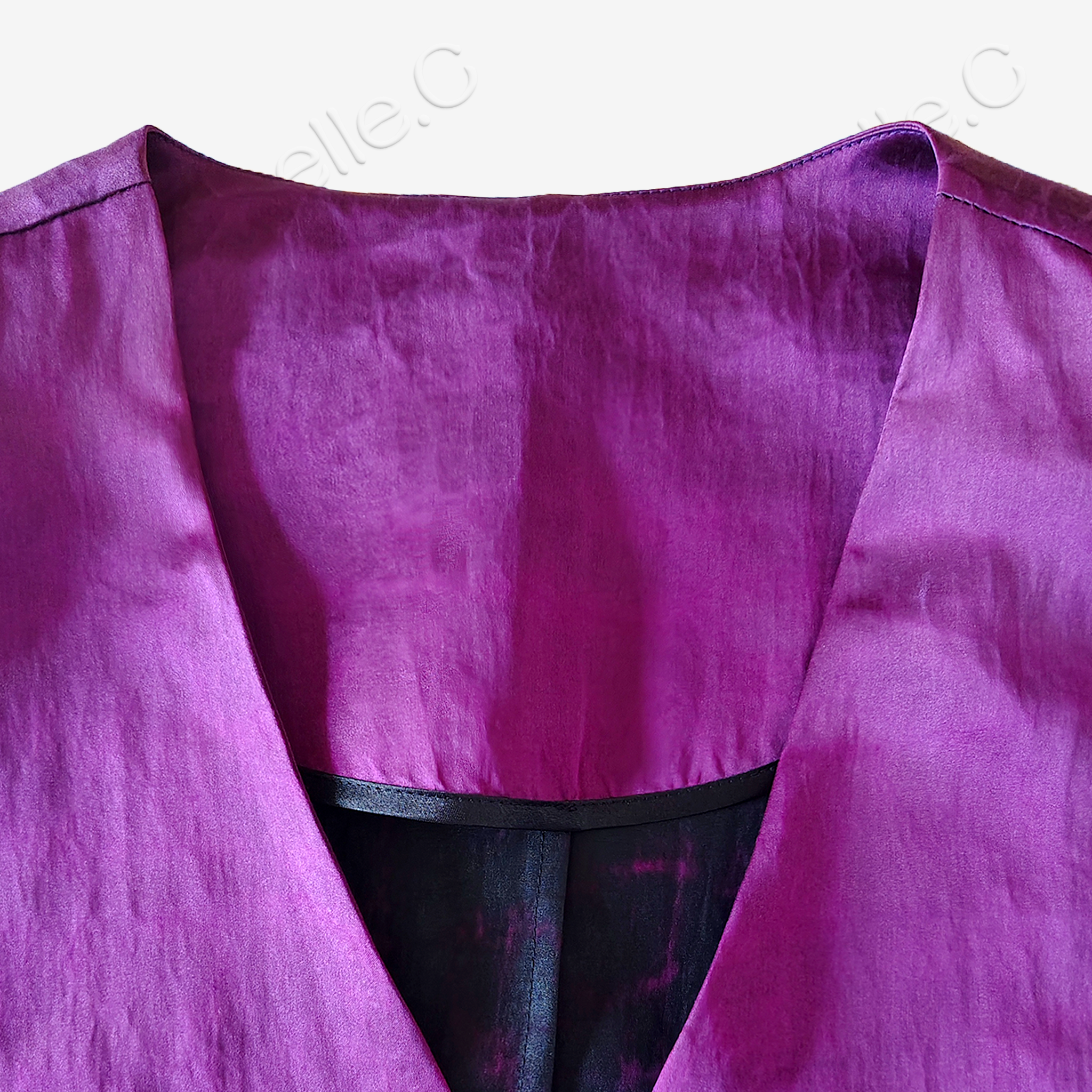 Crackle-Texture Gambiered Canton Silk Outerwear - 龜裂紋香雲紗外套