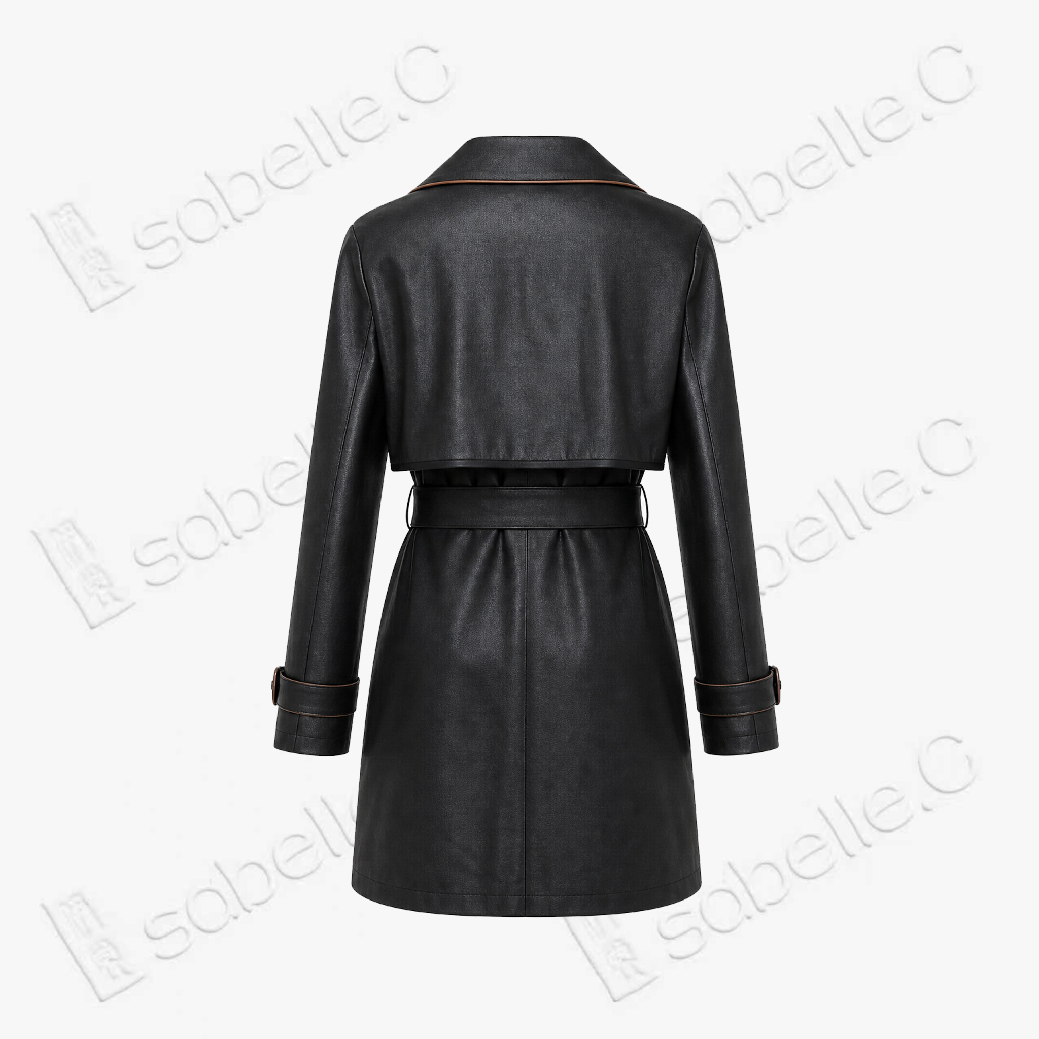 Leather‑Finish Gambiered Canton Silk Trench Coat - 重緞香雲紗風衣外套