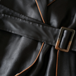 Leather‑Finish Gambiered Canton Silk Trench Coat - 重緞香雲紗風衣外套