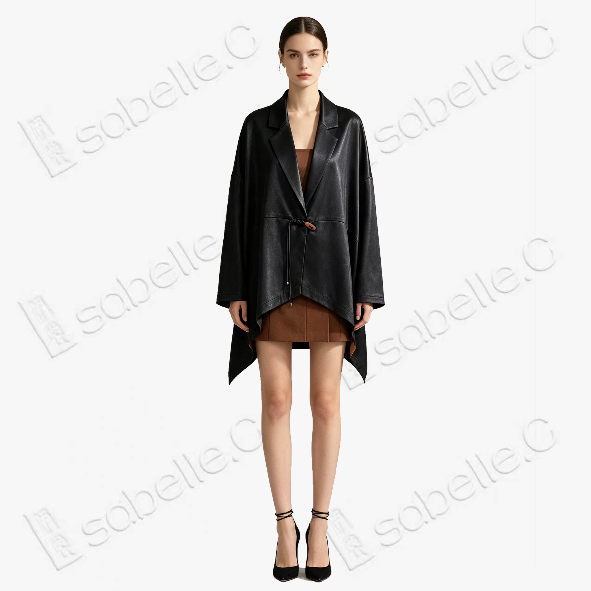 Leather‑Finish Gambiered Canton Silk Curved‑Hem Jacket - 皮子料香雲紗外套