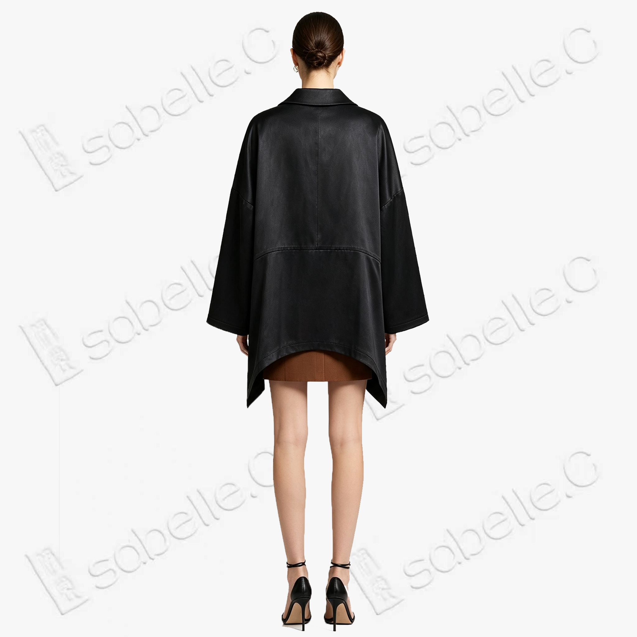 Leather‑Finish Gambiered Canton Silk Curved‑Hem Jacket - 皮子料香雲紗外套