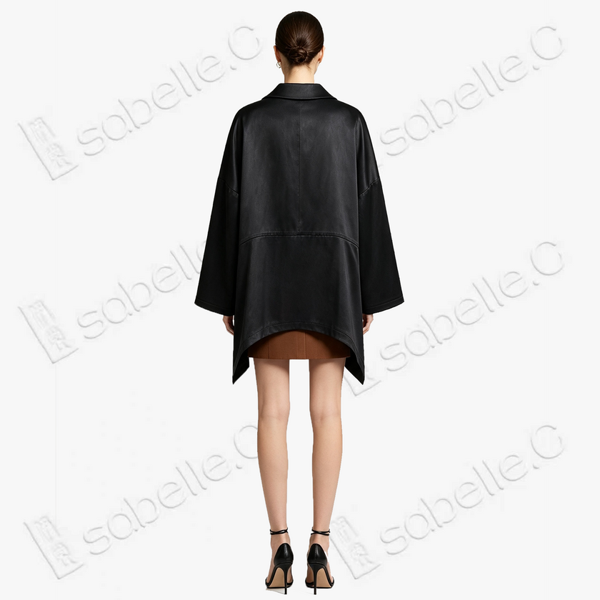 Leather‑Finish Gambiered Canton Silk Curved‑Hem Jacket - 皮子料香雲紗外套