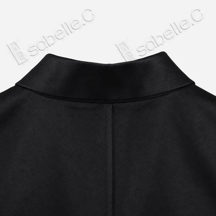 Leather‑Finish Gambiered Canton Silk Curved‑Hem Jacket - 皮子料香雲紗外套