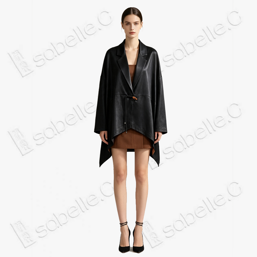 Leather‑Finish Gambiered Canton Silk Curved‑Hem Jacket - 皮子料香雲紗外套