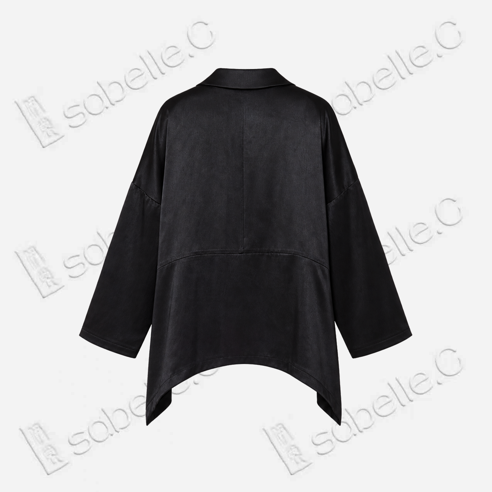 Leather‑Finish Gambiered Canton Silk Curved‑Hem Jacket - 皮子料香雲紗外套