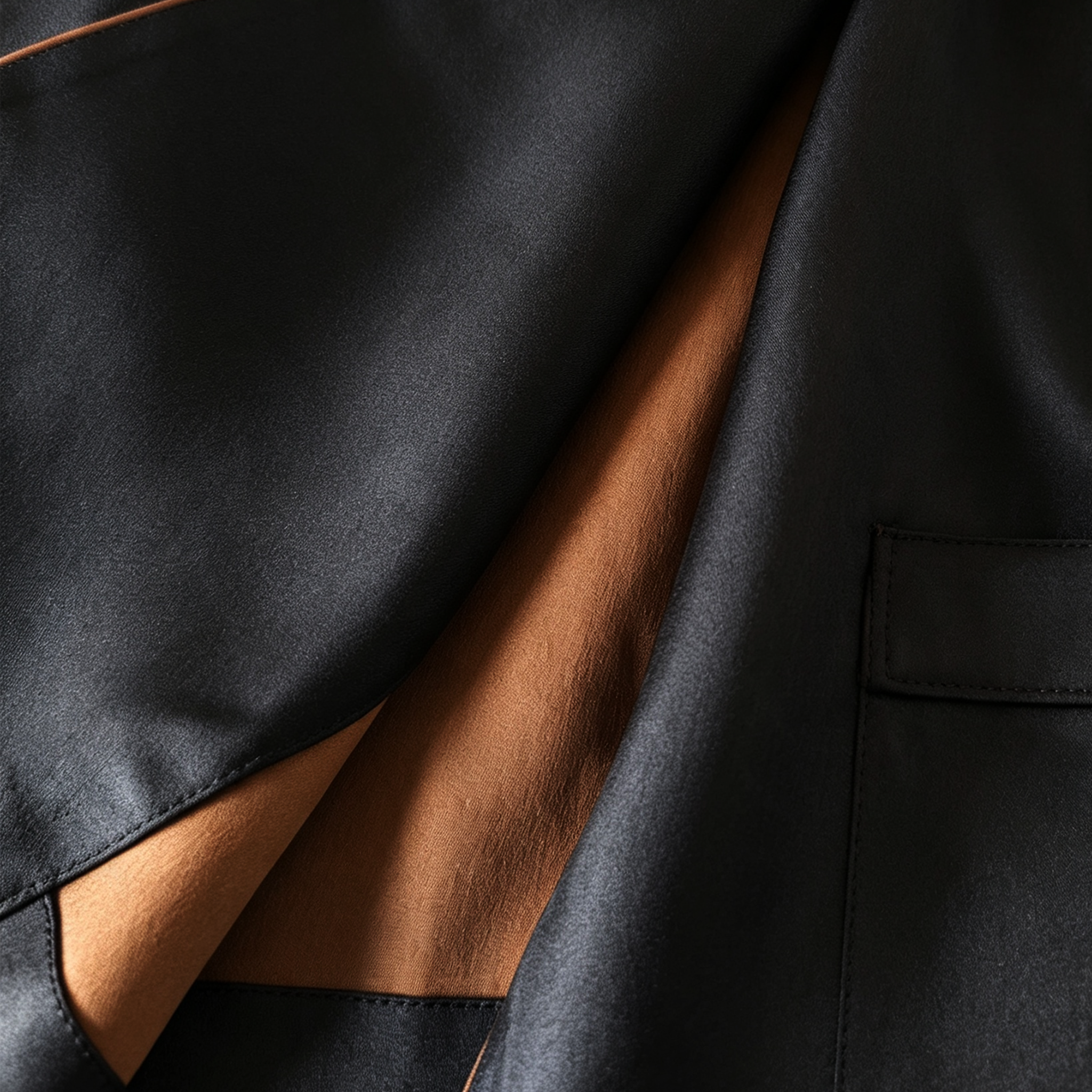 Leather‑Finish Gambiered Canton Silk Trench Coat - 重緞香雲紗風衣外套