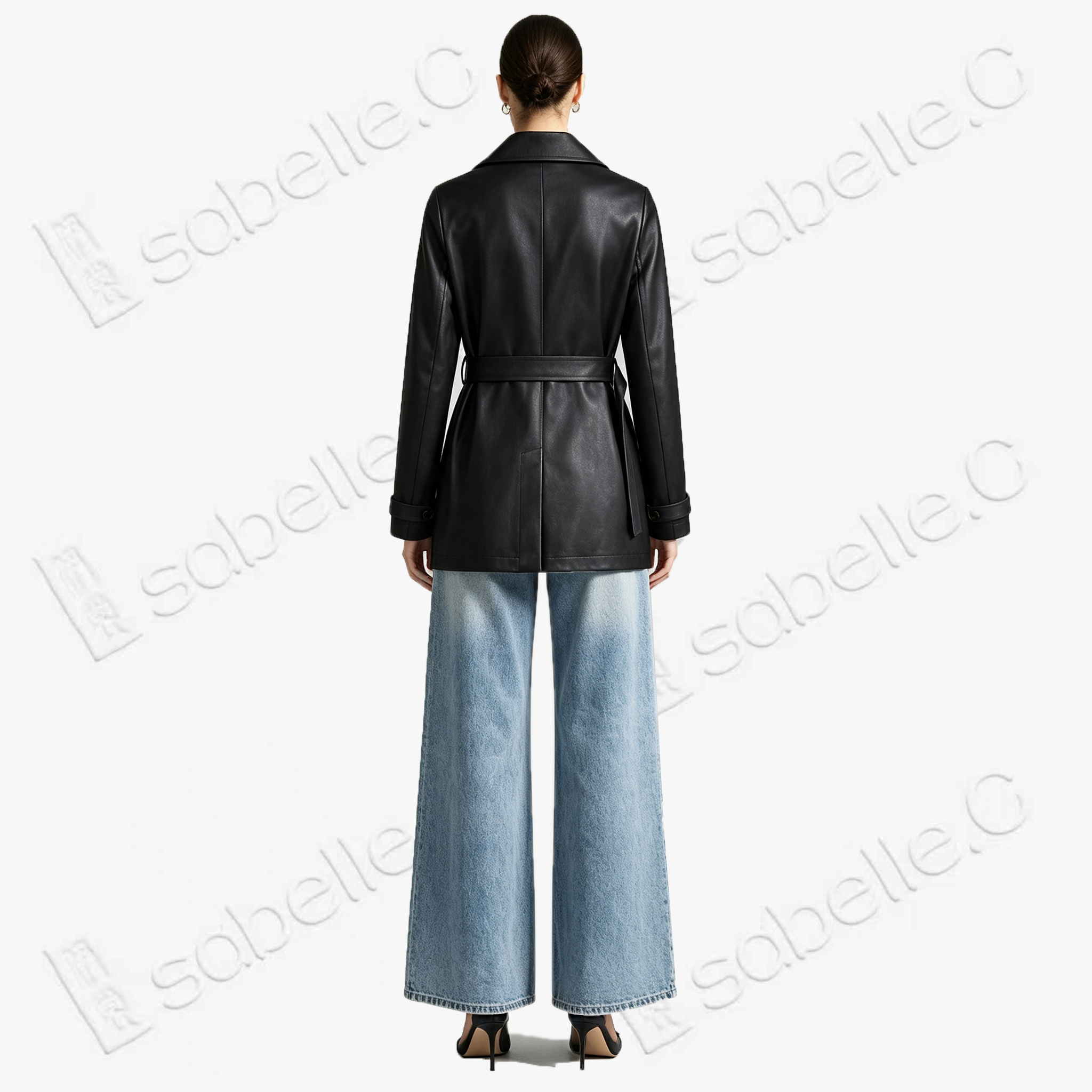 Leather‑Finish Gambiered Canton Silk Trench Coat - 重緞香雲紗風衣外套