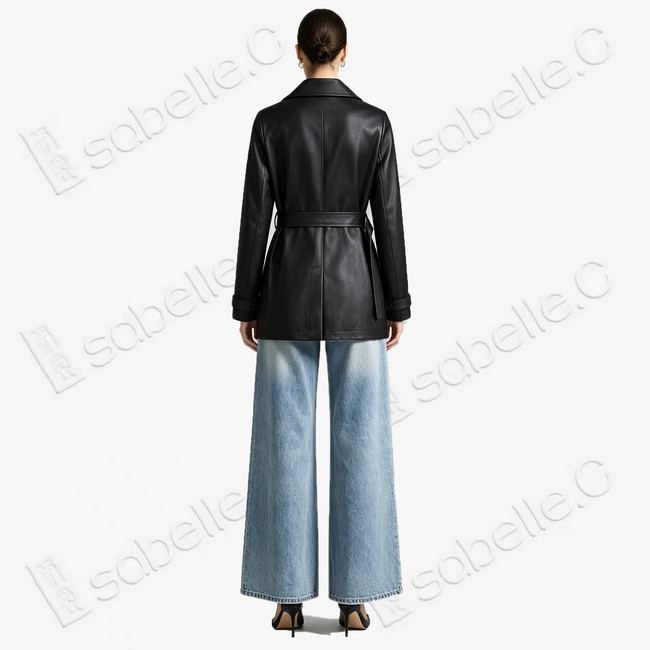 Leather‑Finish Gambiered Canton Silk Trench Coat - 重緞香雲紗風衣外套