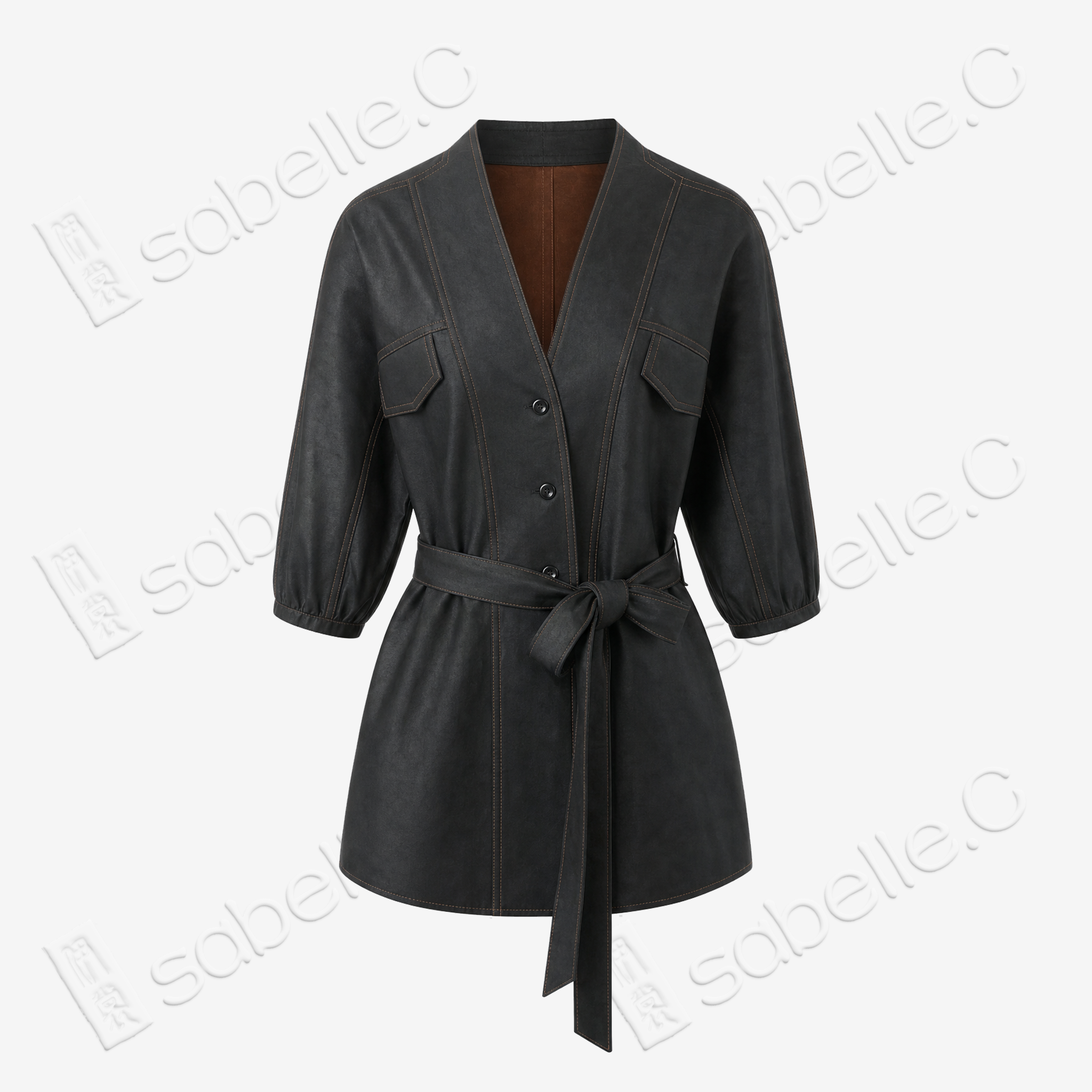Heavy Silk Gambiered Canton Silk Trench Coat - 皮子料重緞香雲紗風衣外套