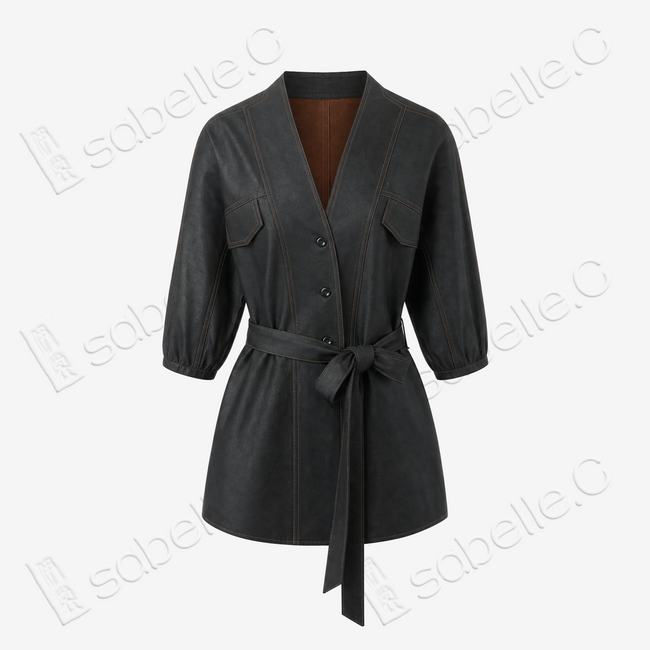 Heavy Silk Gambiered Canton Silk Trench Coat - 皮子料重緞香雲紗風衣外套
