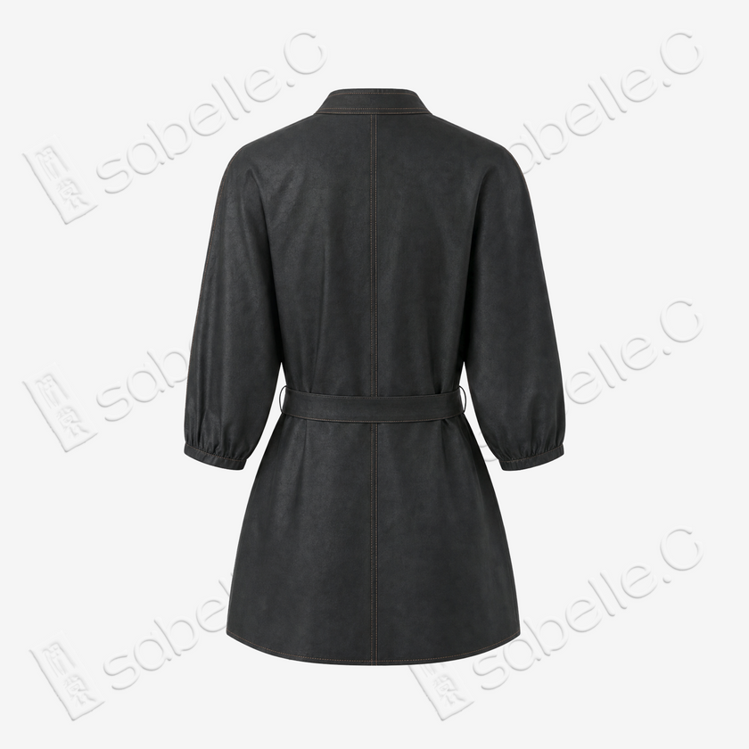 Heavy Silk Gambiered Canton Silk Trench Coat - 皮子料重緞香雲紗風衣外套