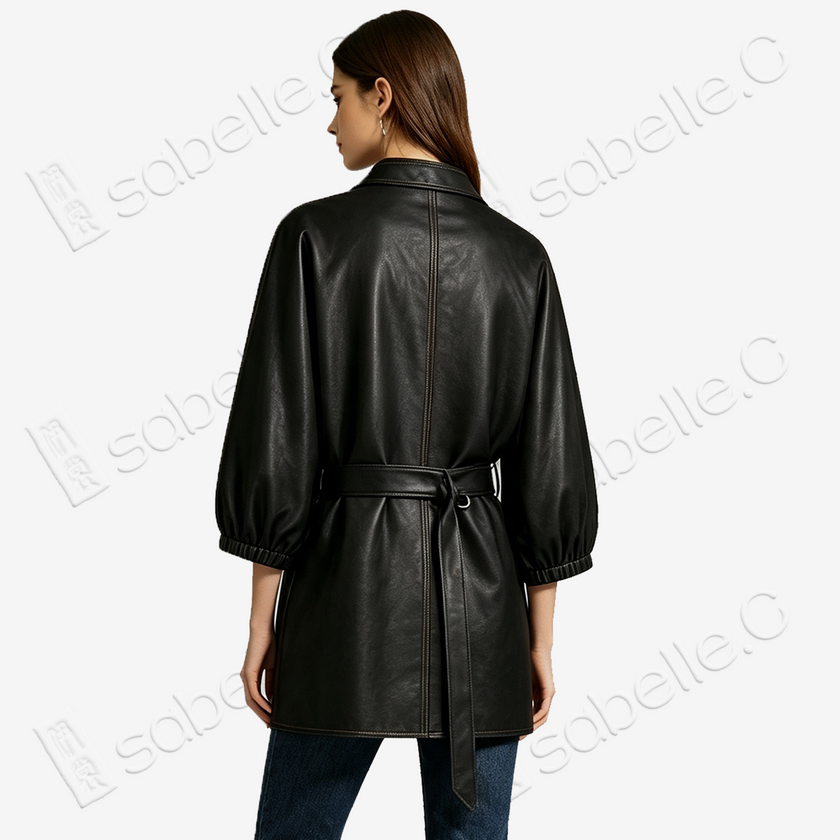 Heavy Silk Gambiered Canton Silk Trench Coat - 皮子料重緞香雲紗風衣外套