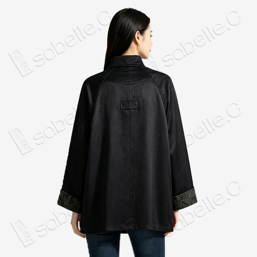 Heavy Silk Gambiered Canton Silk Trench Coat - 皮子料重緞香雲紗風衣外套