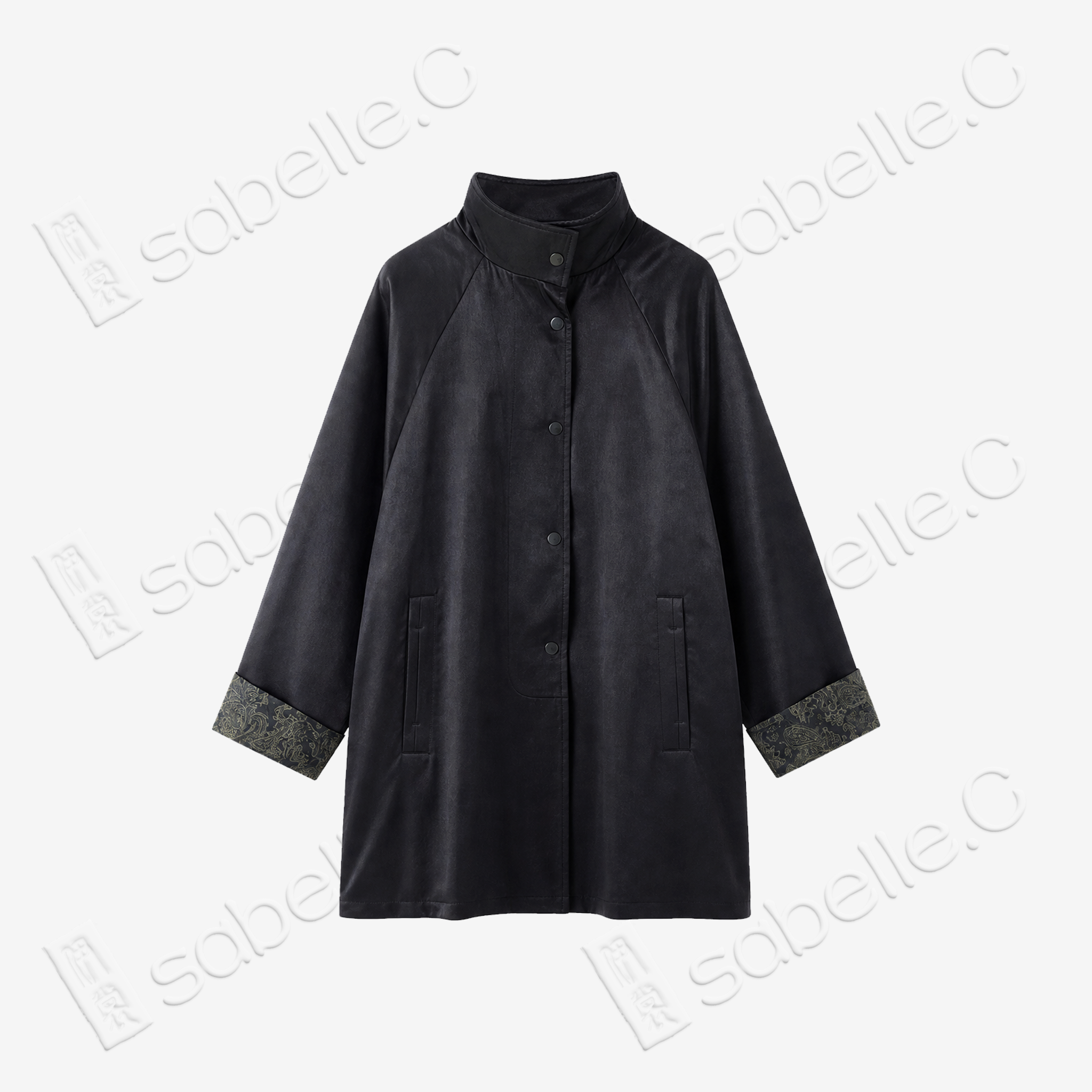 Heavy Silk Gambiered Canton Silk Trench Coat - 皮子料重緞香雲紗風衣外套