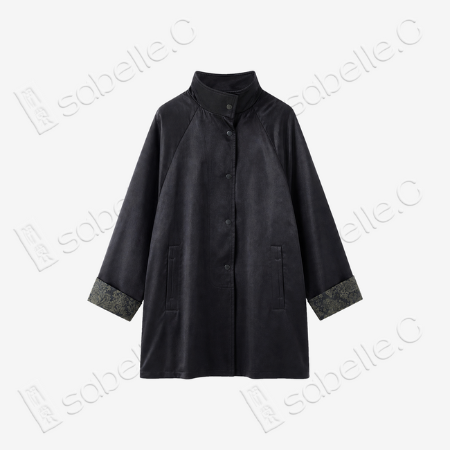 Heavy Silk Gambiered Canton Silk Trench Coat - 皮子料重緞香雲紗風衣外套