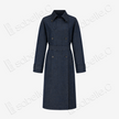 Long Trench Coat in Blue Crackle‑Pattern Gambiered Canton Silk - 藍龜裂紋香雲紗長風衣