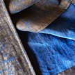 Long Trench Coat in Blue Crackle‑Pattern Gambiered Canton Silk - 藍龜裂紋香雲紗長風衣