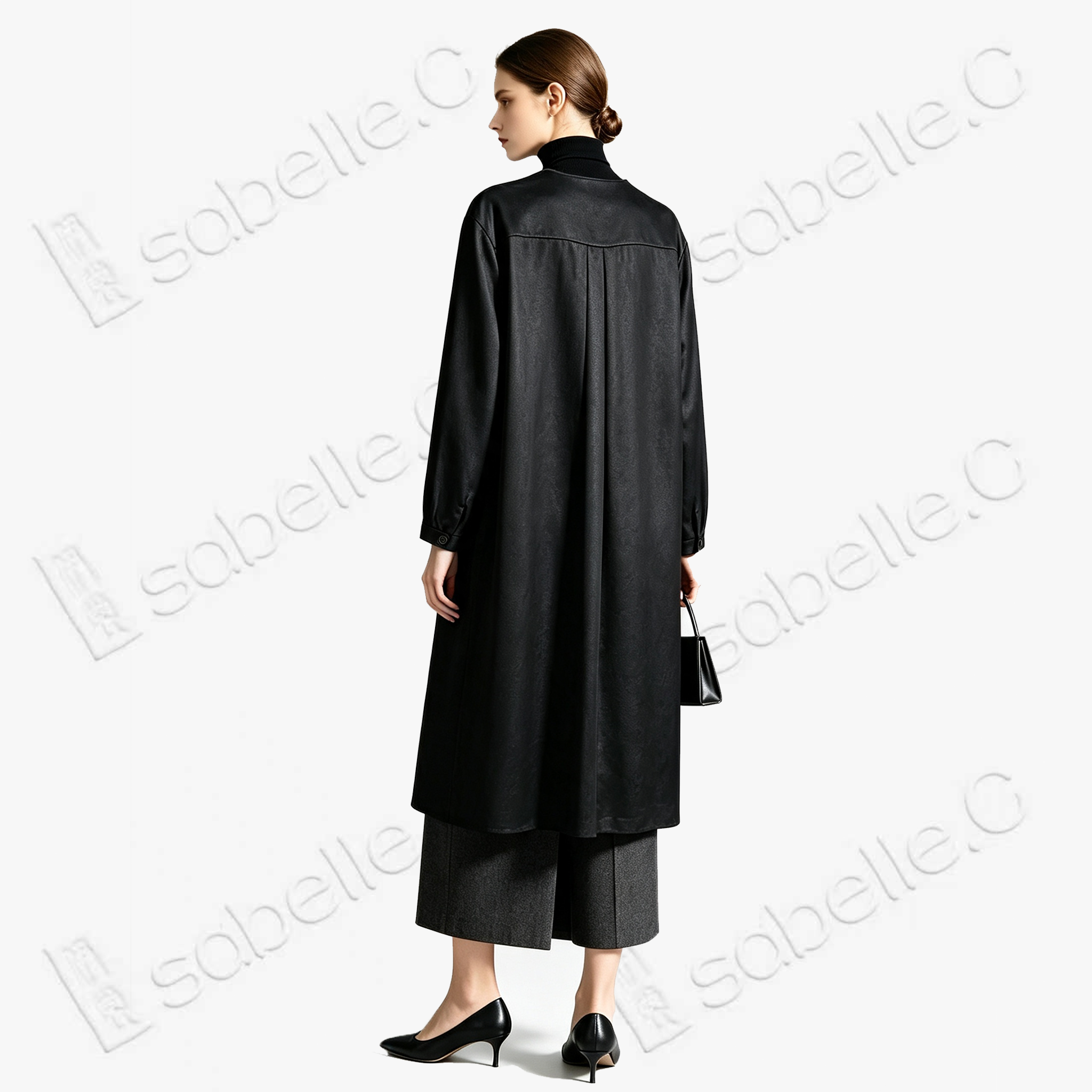 Long Coat in Heavy‑Weight Gambiered Canton Silk - 皮子料重緞香雲紗長外套