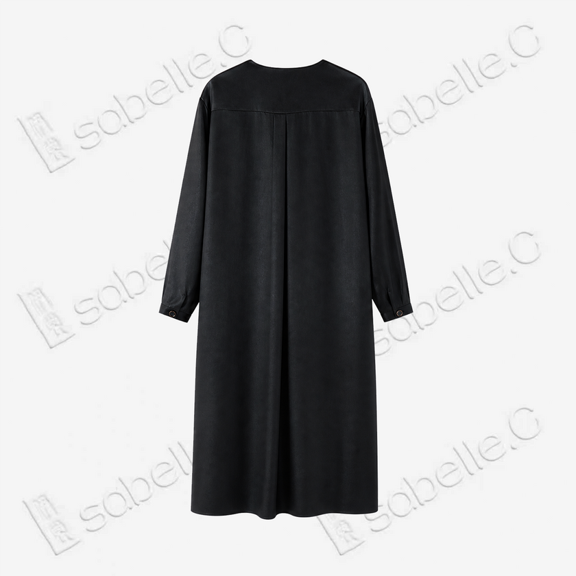Long Coat in Heavy‑Weight Gambiered Canton Silk - 皮子料重緞香雲紗長外套