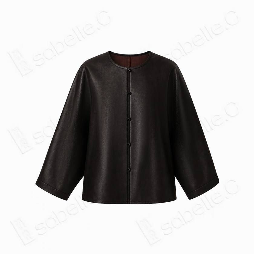 Heavy‑Satin Gambiered Canton Silk Short Jacket - 皮子料重磅香雲紗短外套