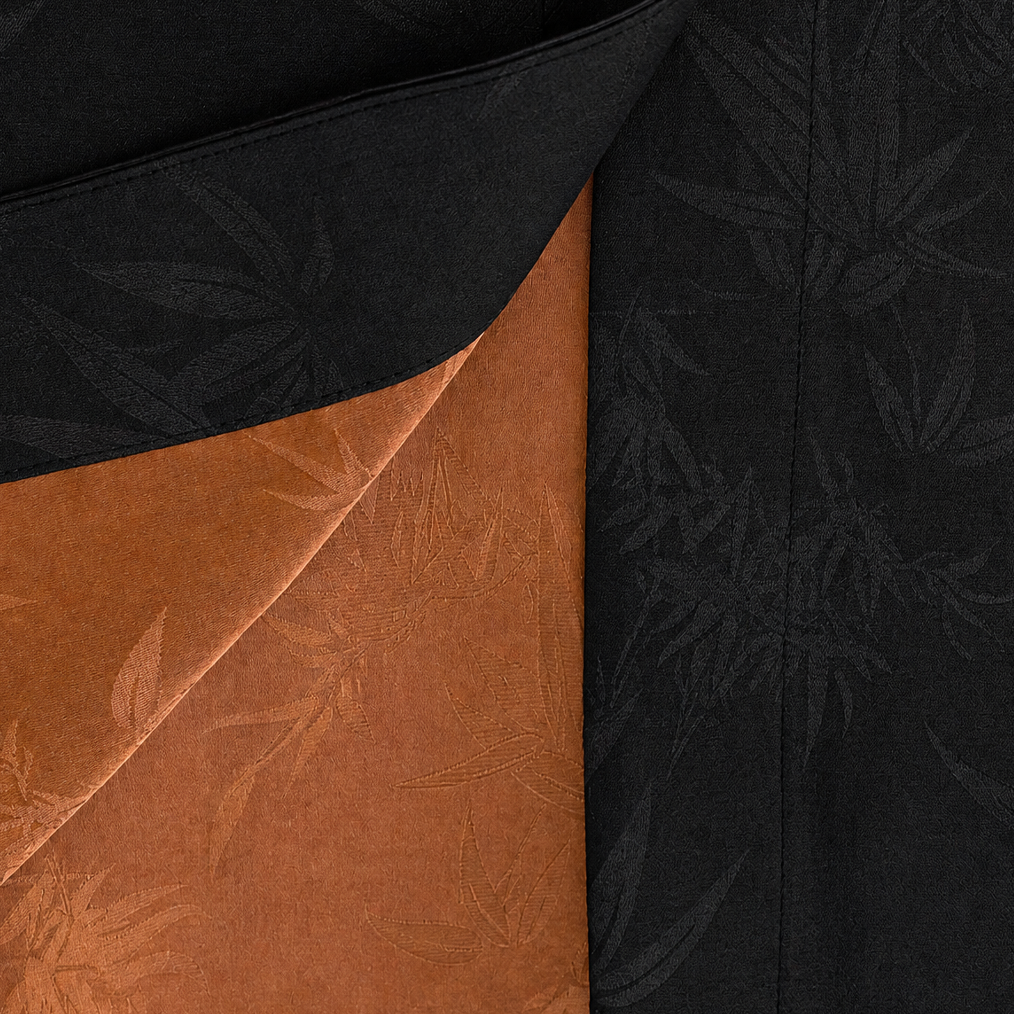 Gambiered Canton Silk Mandarin‑Collar Long Coat - 香雲紗盤口對襟長外套
