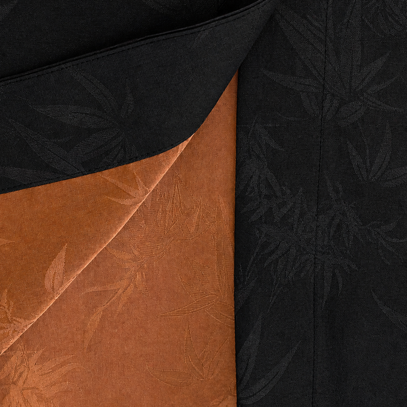 Gambiered Canton Silk Mandarin‑Collar Long Coat - 香雲紗盤口對襟長外套