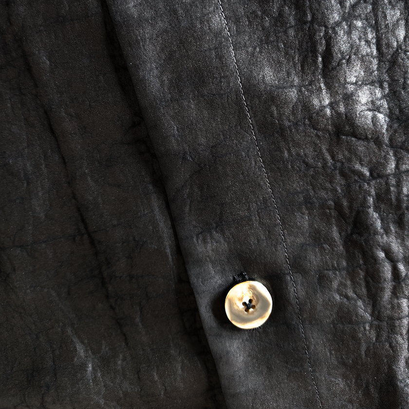 Crackled‑Texture Gambiered Canton Silk Short Jacket - 龜裂紋香雲紗短外套