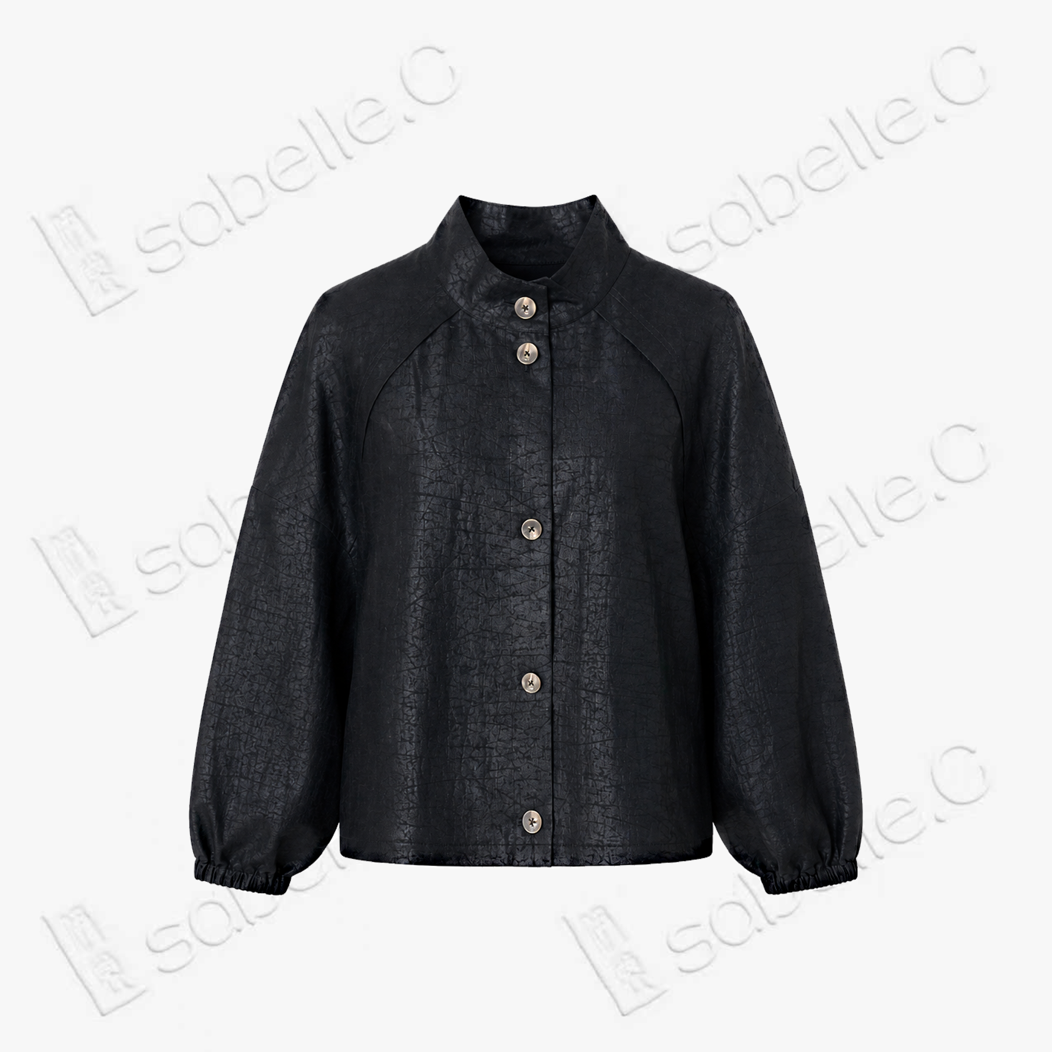 Crackled‑Texture Gambiered Canton Silk Short Jacket - 龜裂紋香雲紗短外套