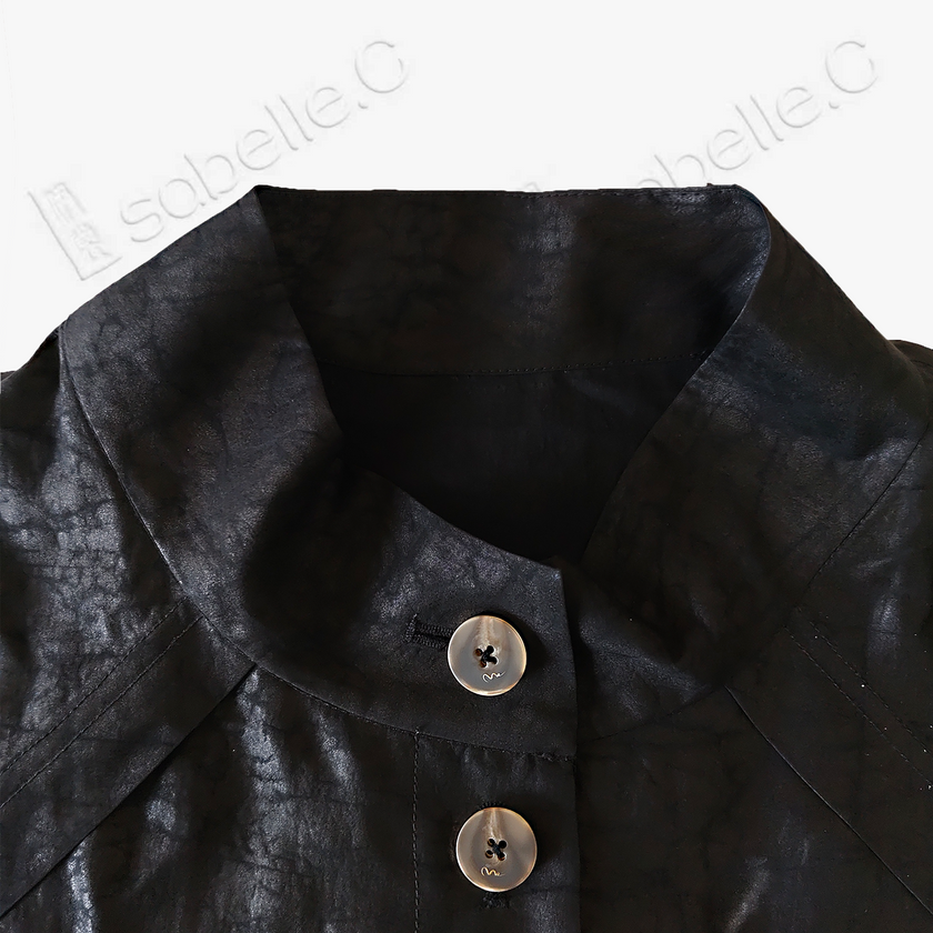 Crackled‑Texture Gambiered Canton Silk Short Jacket - 龜裂紋香雲紗短外套