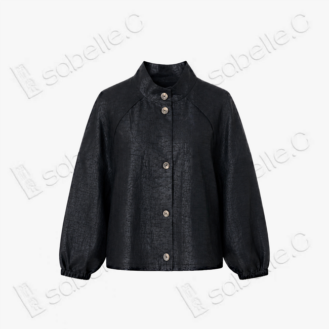 Crackled‑Texture Gambiered Canton Silk Short Jacket - 龜裂紋香雲紗短外套