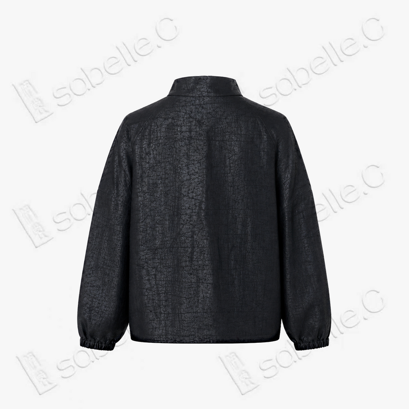 Crackled‑Texture Gambiered Canton Silk Short Jacket - 龜裂紋香雲紗短外套