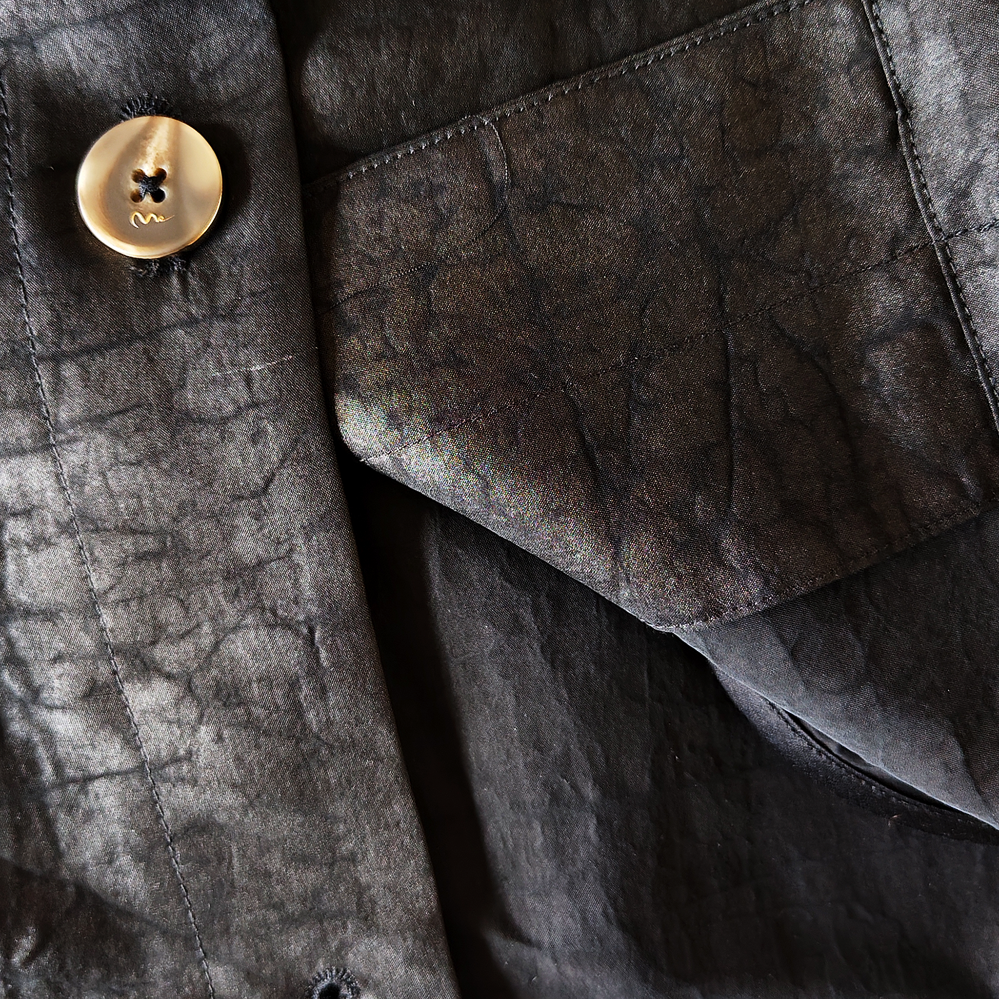Crackled‑Texture Gambiered Canton Silk Short Jacket - 龜裂紋香雲紗短外套