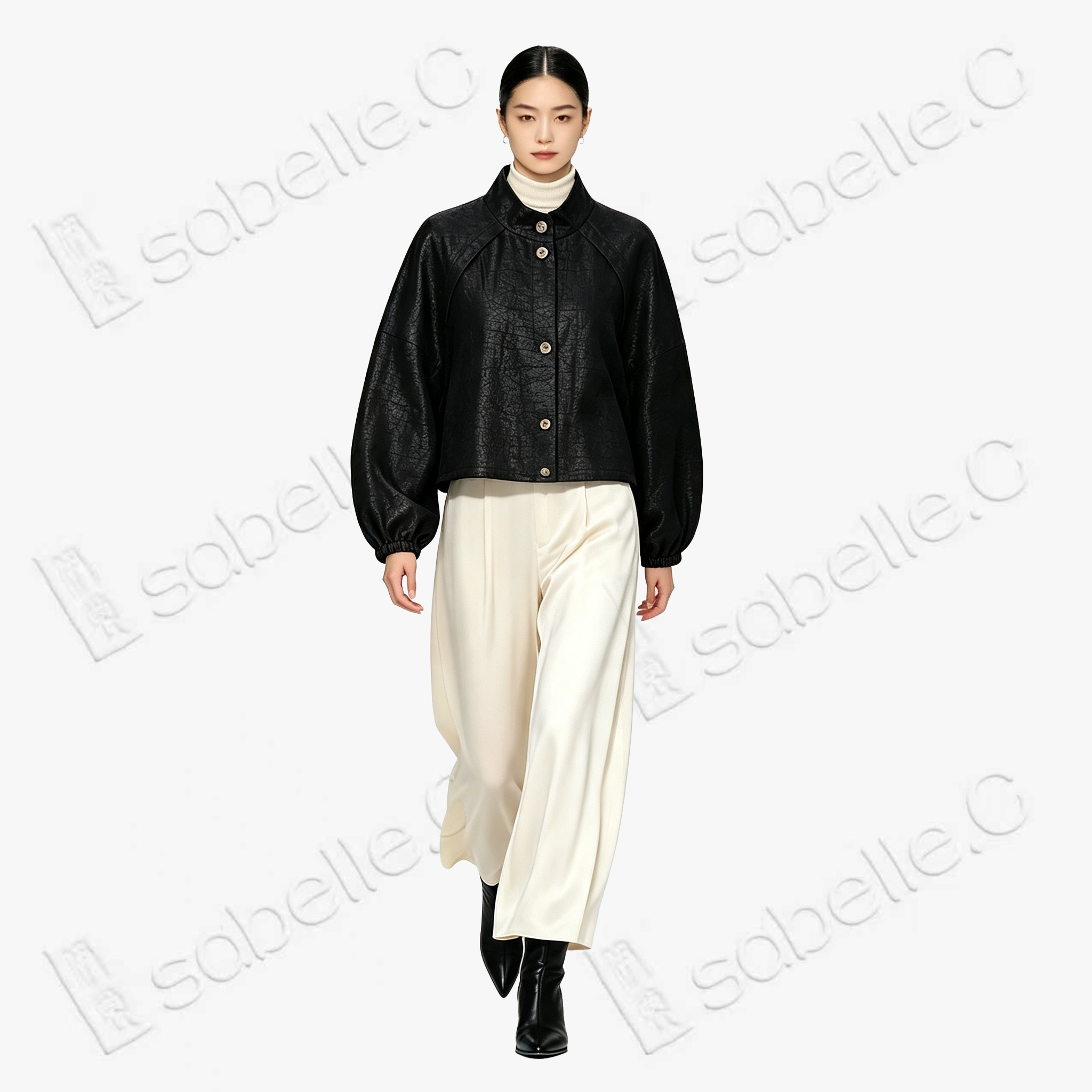 Crackled‑Texture Gambiered Canton Silk Short Jacket - 龜裂紋香雲紗短外套