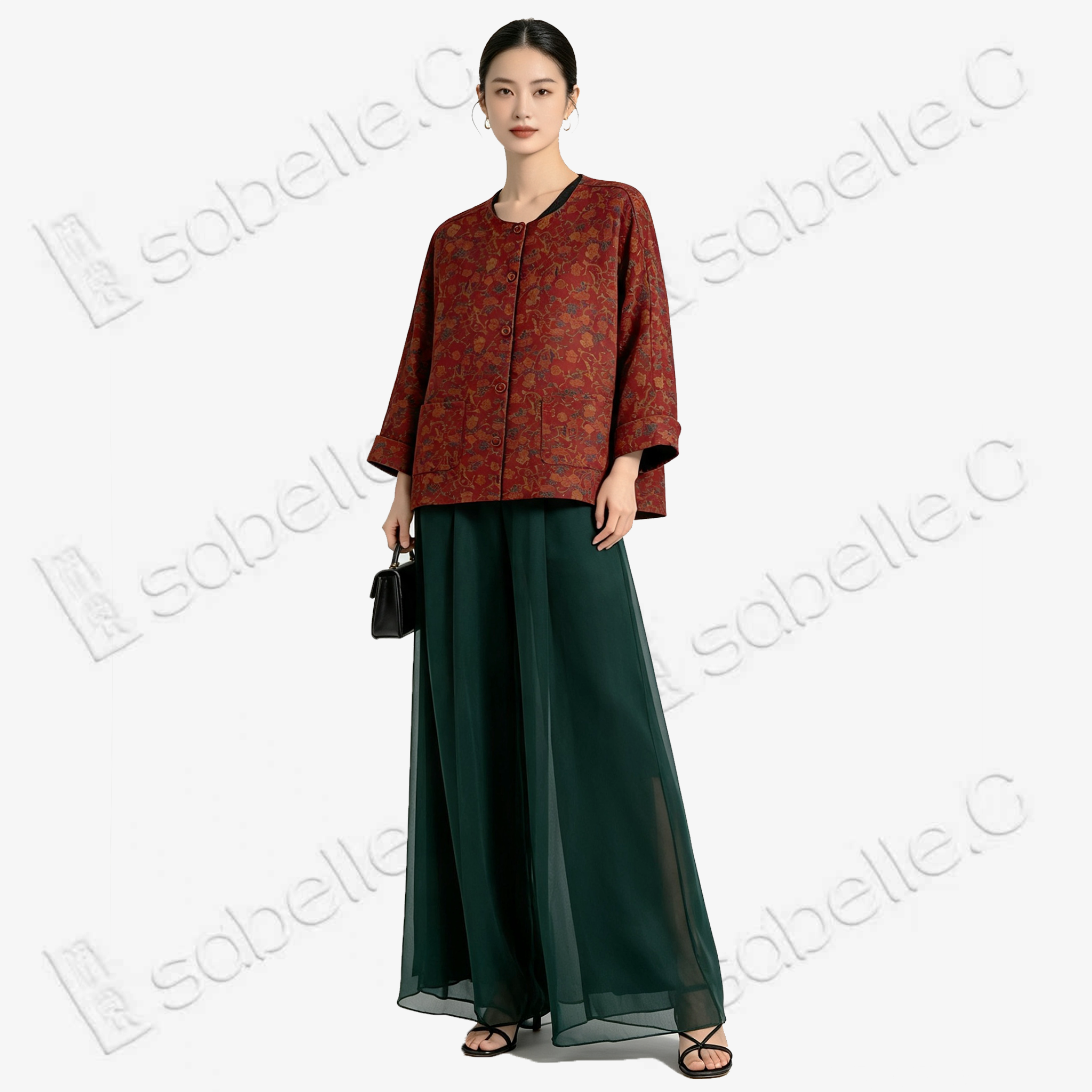 Floral Gambiered Canton Silk Jacket - 香雲紗外套