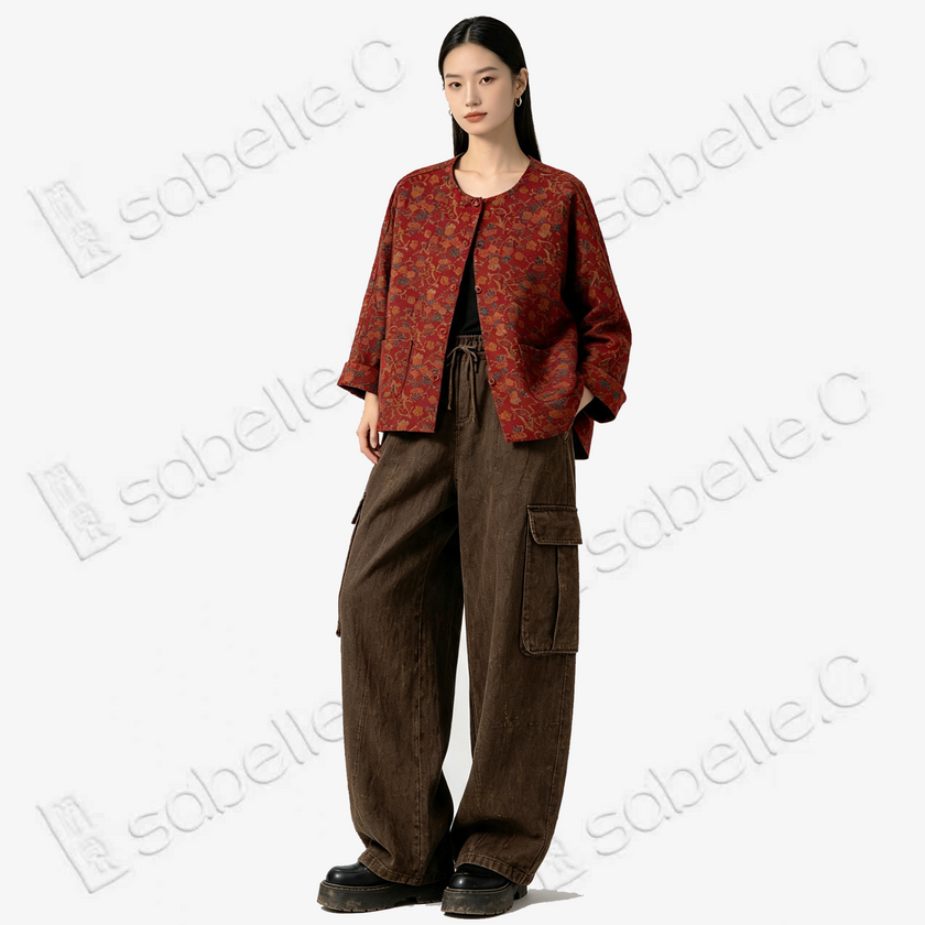 Floral Gambiered Canton Silk Jacket - 香雲紗外套