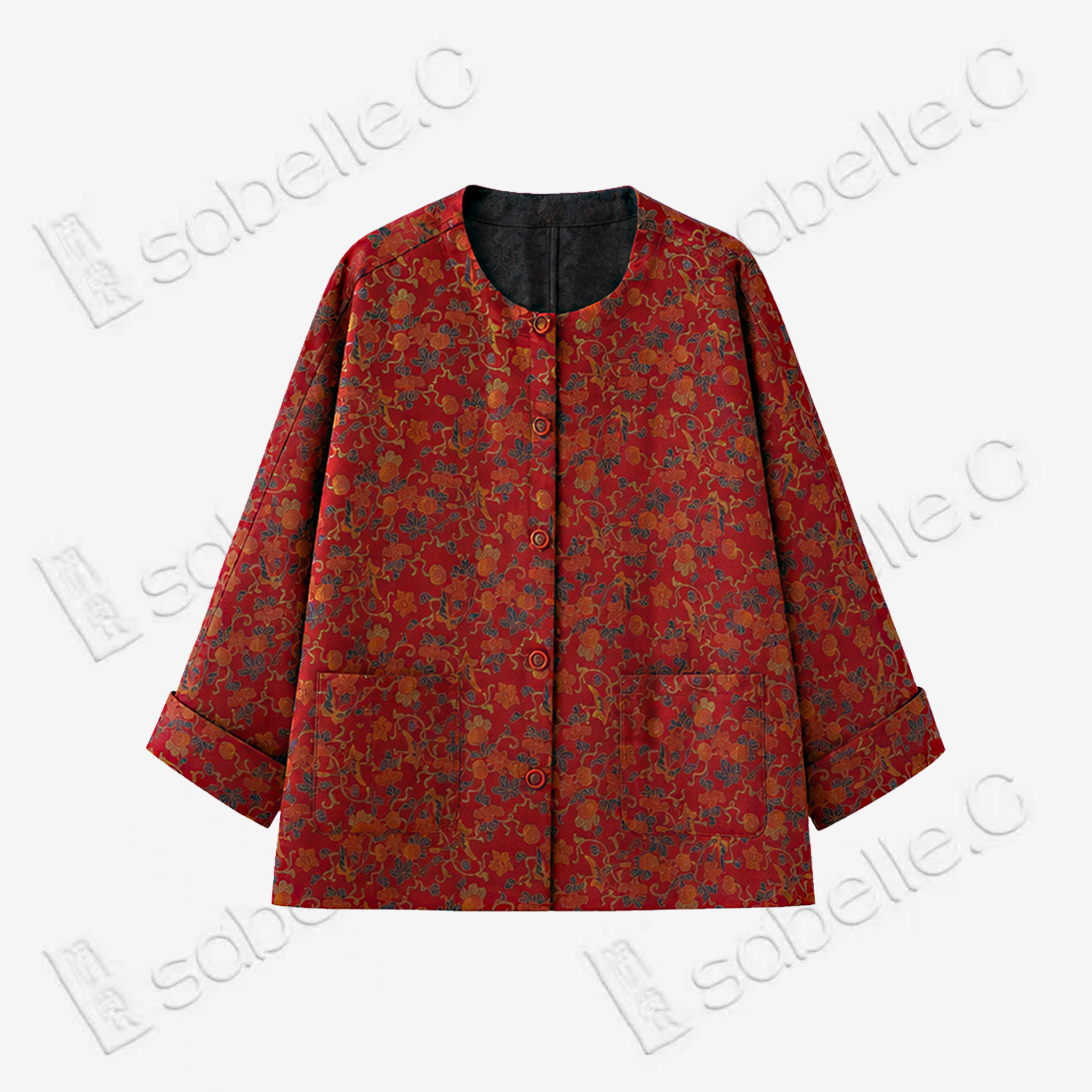 Floral Gambiered Canton Silk Jacket - 香雲紗外套