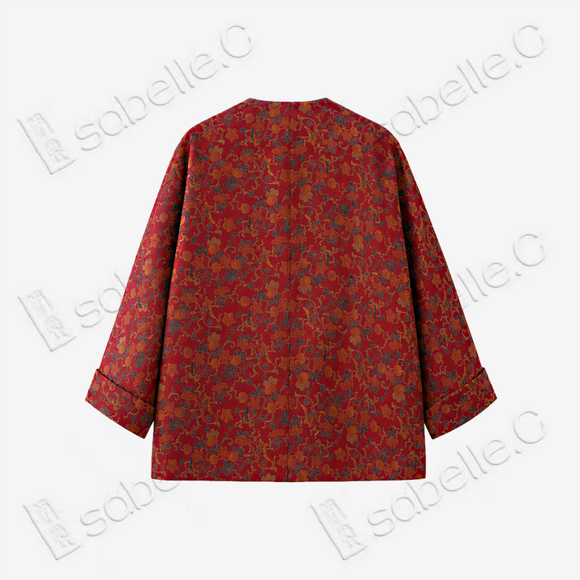 Floral Gambiered Canton Silk Jacket - 香雲紗外套